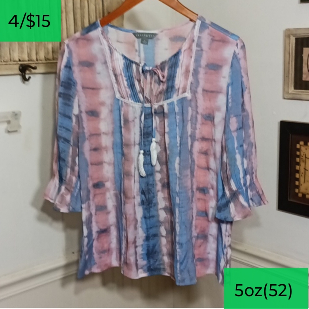 Sharagano Pink and Blue Blouse